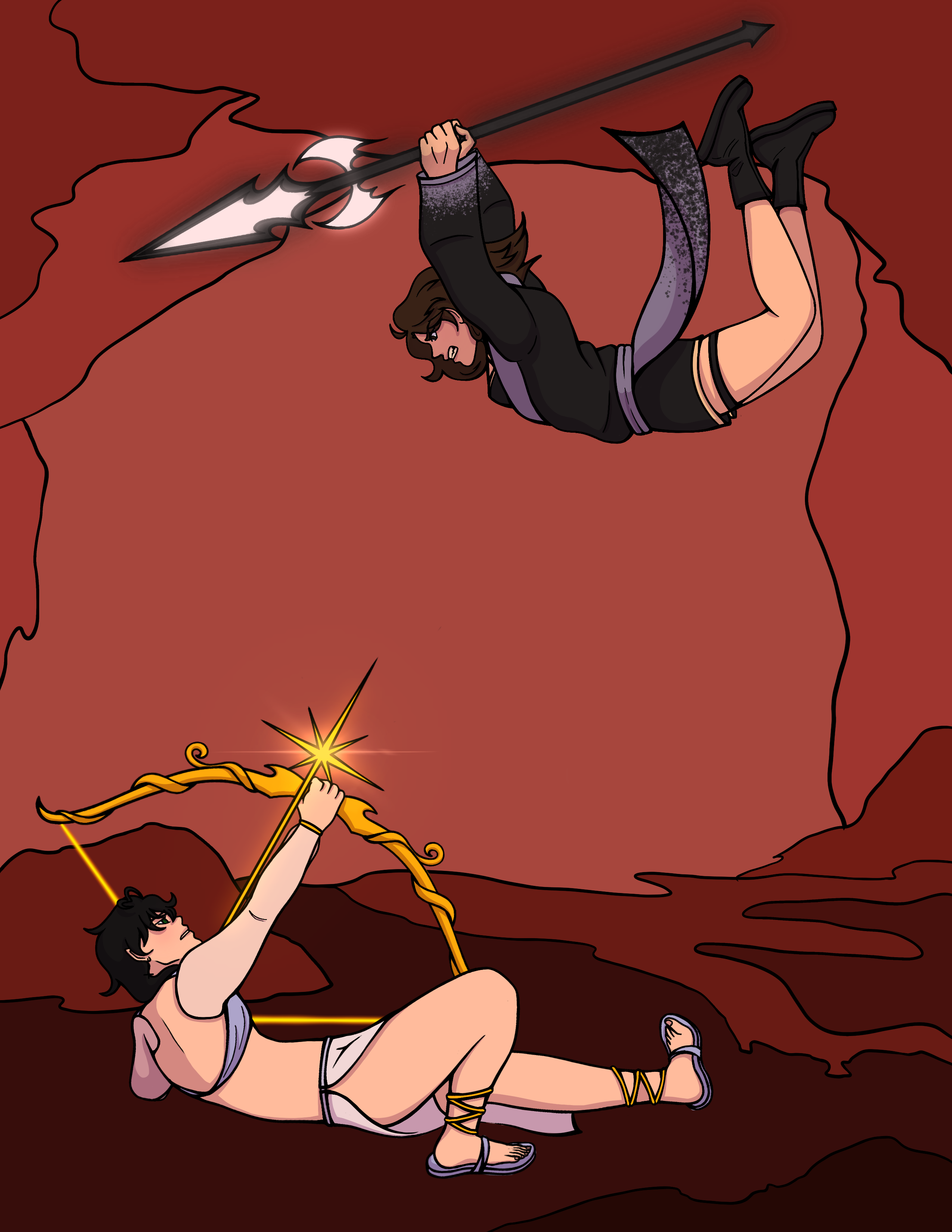Digital Painting of people battling